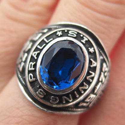 REED & CO. 925 Sterling Vintage 1977 Glass Anning S. Prall School Ring Size 7.5