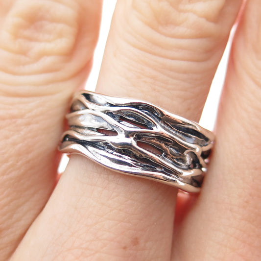 HAGIT GORALI 925 Sterling Silver Vintage Modernist Nest Band Ring Size 8.25