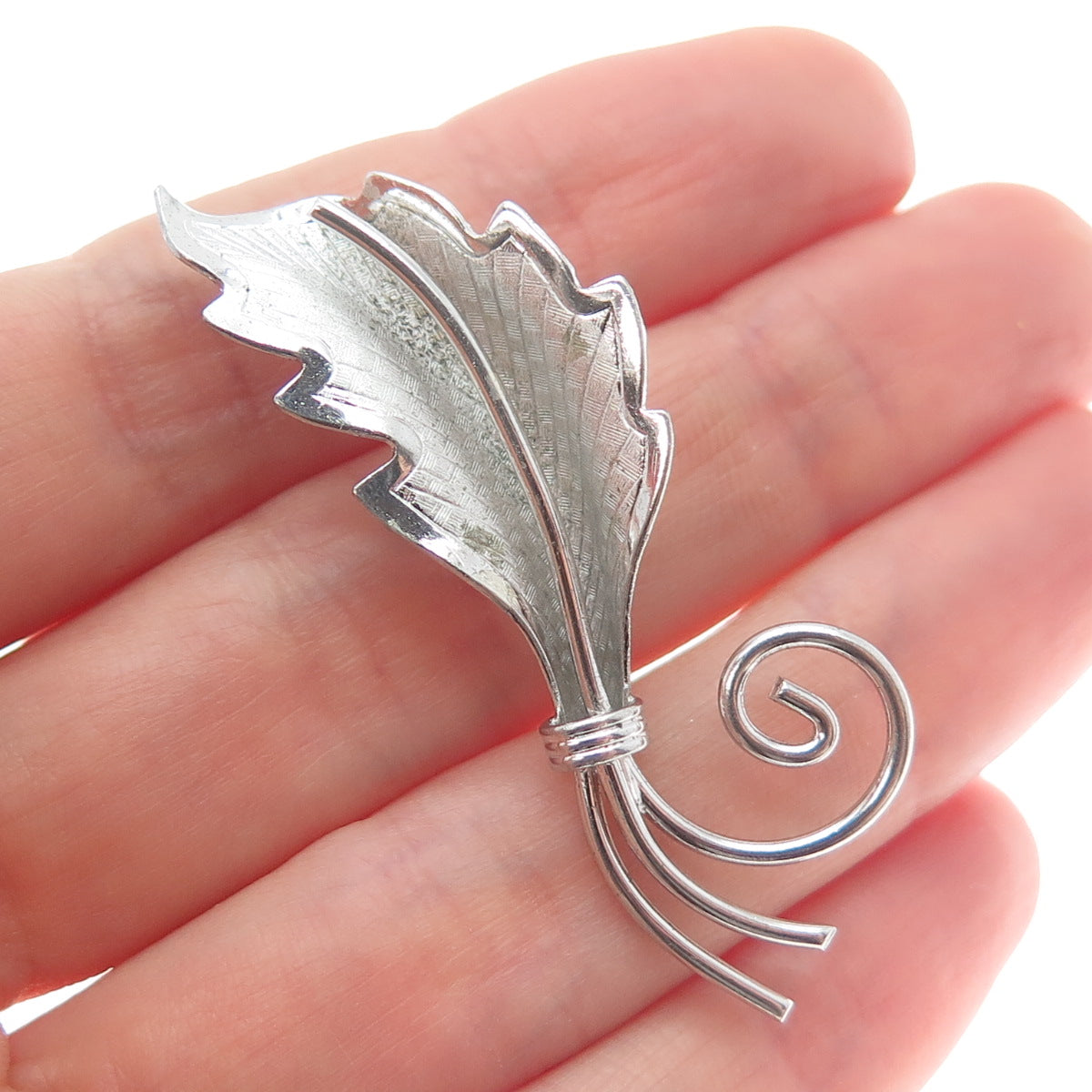 ALICE CAVINESS 925 Sterling Silver Vintage Floral Leaf Pin Brooch