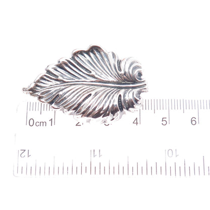 JEWELART 925 Sterling Silver Vintage Floral Leaf Oxidized Pin Brooch