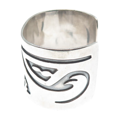 Old Pawn Hopi 925 Sterling Silver Vintage Southwestern Adjustable Bracelet 6.5"