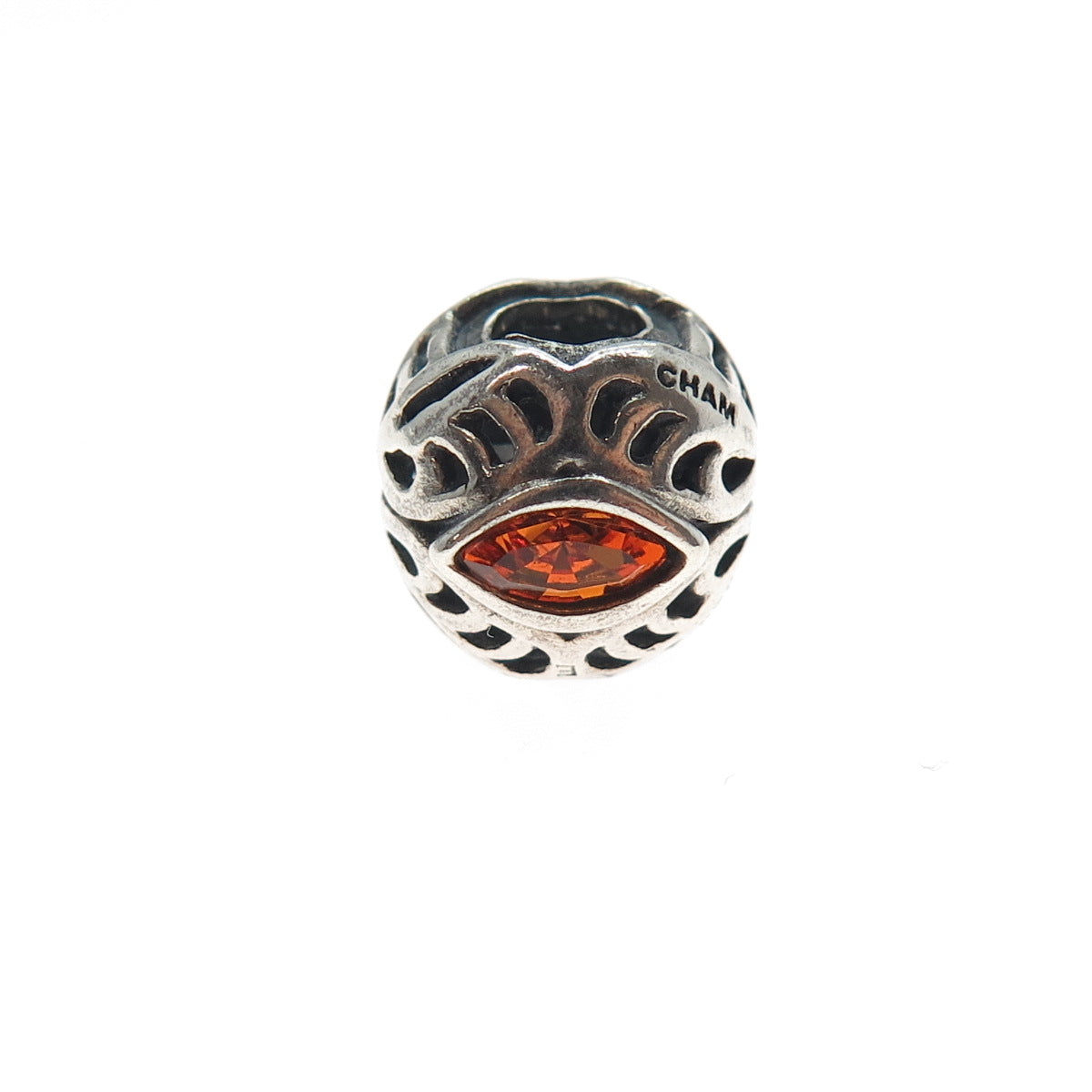 CHAMILIA 925 Sterling Silver Marquise-Cut Orange Crystal Slide Bead Charm