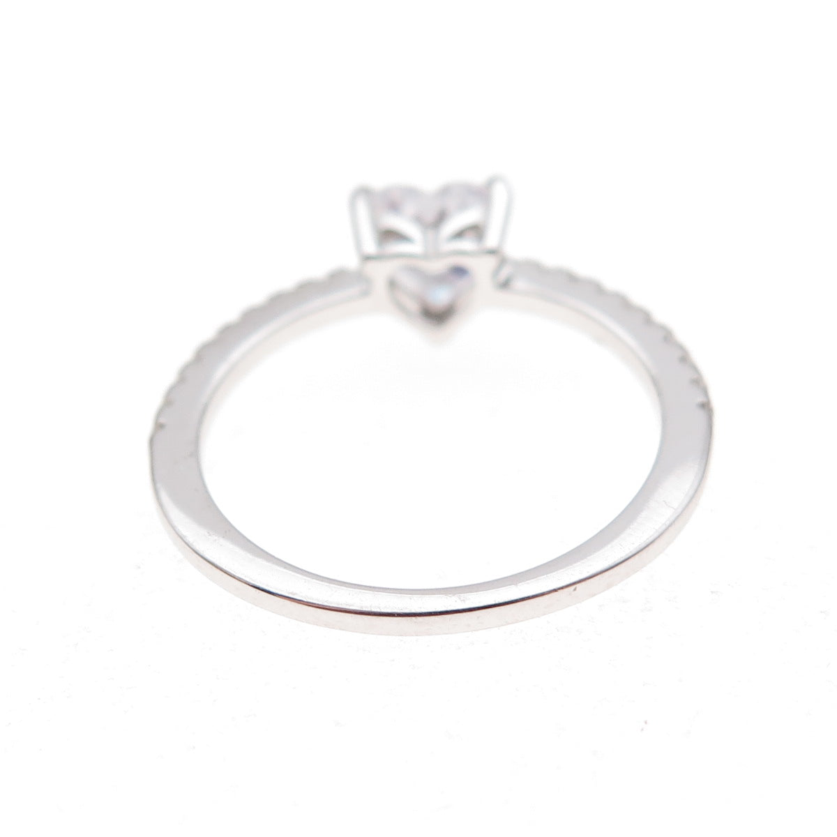 925 Sterling Silver Heart & Round-Cut C Z Ring Size 6