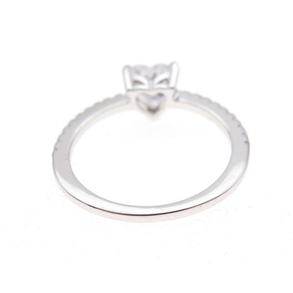 925 Sterling Silver Heart & Round-Cut C Z Ring Size 6