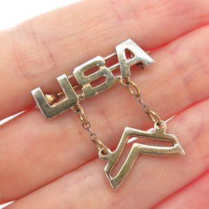 925 Sterling Silver Gold Plated Antique WWII US Army Corporal Pin Brooch