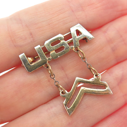 925 Sterling Silver Gold Plated Antique WWII US Army Corporal Pin Brooch
