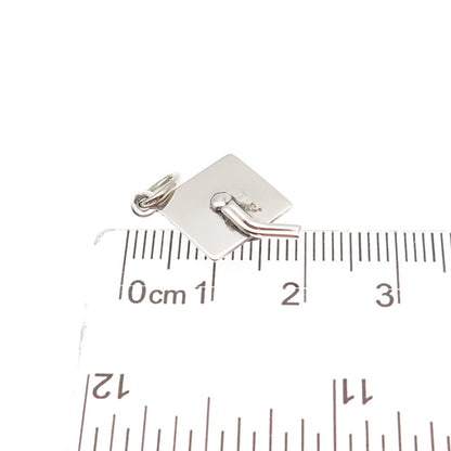 Beau 925 Sterling Silver Vintage Graduation Hat 3D Mini Charm Pendant