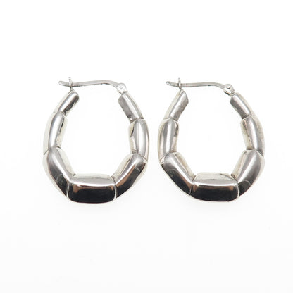 925 Sterling Silver Modernist Oval Hoop Earrings