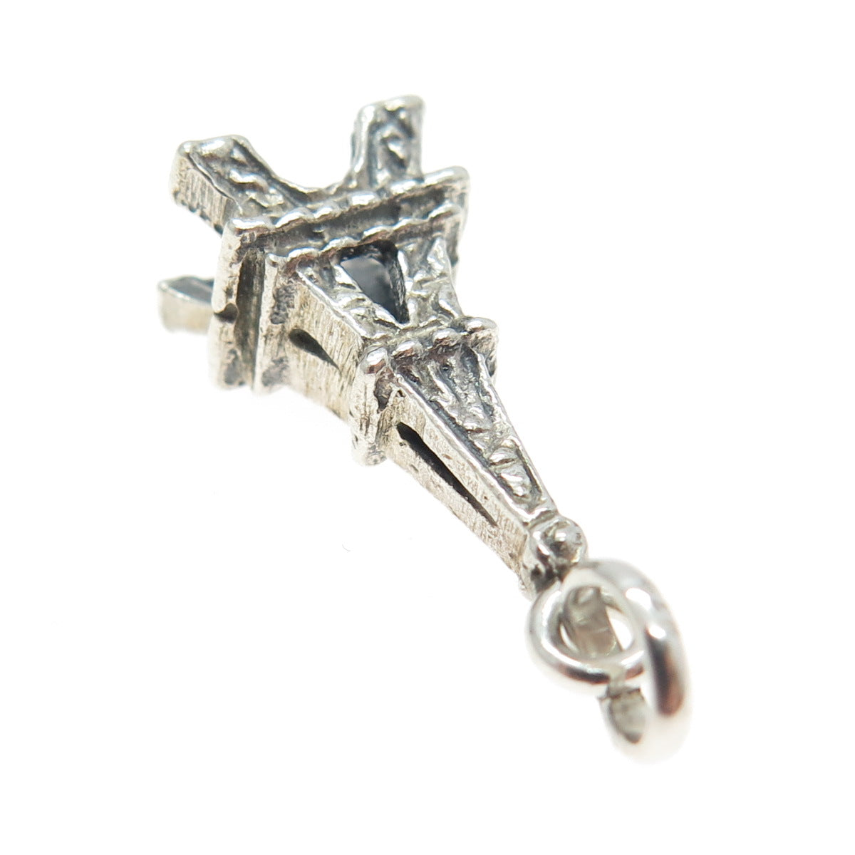 835 Silver Vintage Eiffel Tower Minimalist 3D Charm Pendant