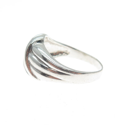 925 Sterling Silver Vintage Modernist Wavy Ring Size 7