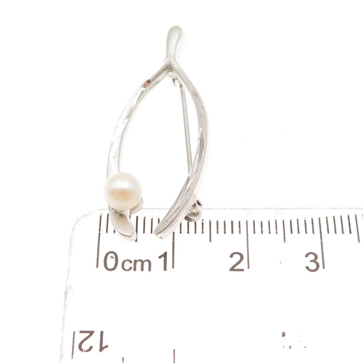 Marvel 925 Sterling Silver Antique Art Deco Real Pearl Wishbone Pin Brooch