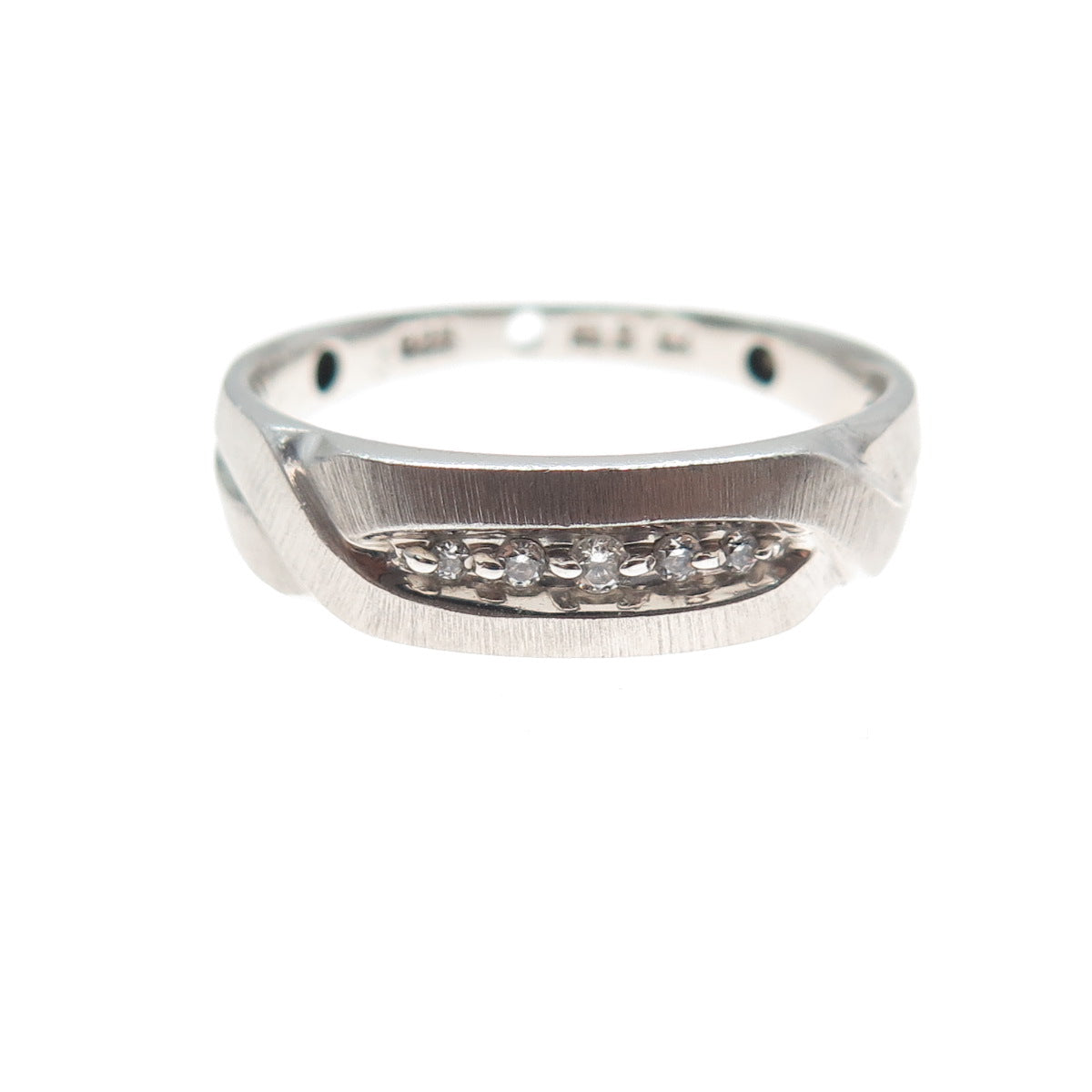 925 Sterling Silver Round-Cut C Z Modernist Ring Size 11.25