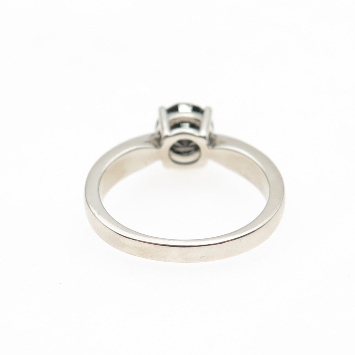 925 Sterling Silver Real Round-Cut Black Diamond Ring Size 8