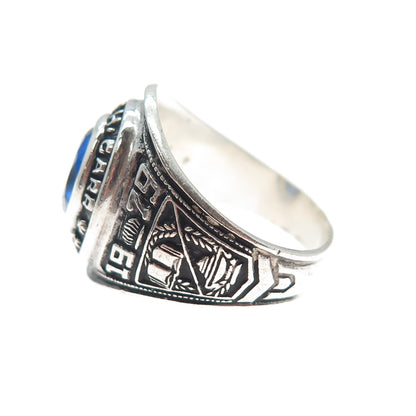 REED Sterling Vintage 1979 Lab-Created Sapphire W.H. Carr School Ring Size 9.25