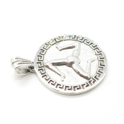 925 Sterling Silver Vintage Triskelion Sign Greek Maze Pendant