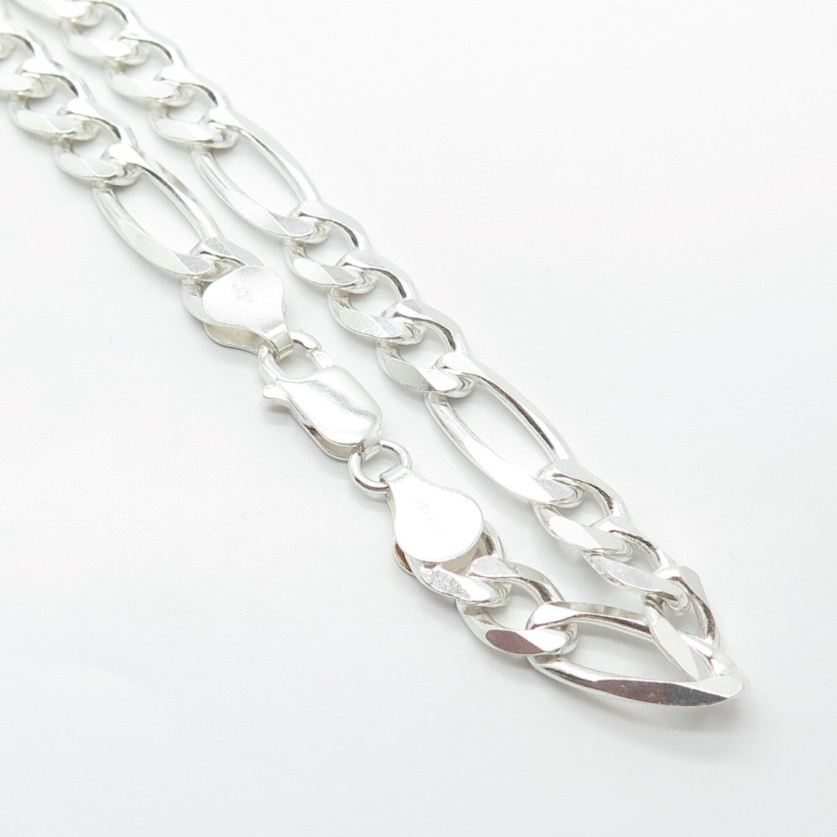 925 Sterling Silver Vintage Italy P. Lux Figaro Chain Necklace 20"