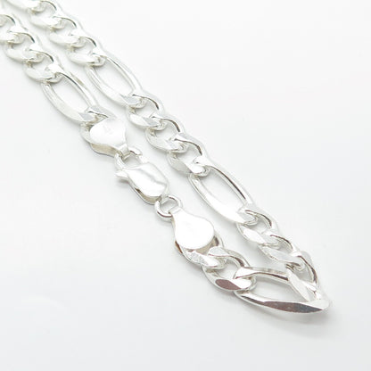 925 Sterling Silver Vintage Italy P. Lux Figaro Chain Necklace 20"