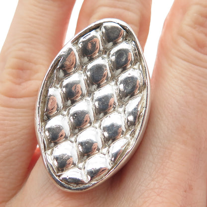 925 Sterling Silver Vintage Modernist Dragon Skin Ring Size 6.5