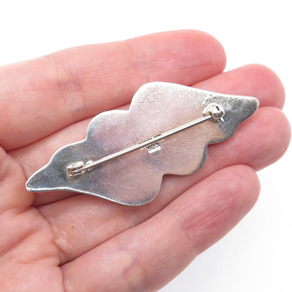 925 Sterling Silver 2-Tone Vintage Modernist Wavy Pin Brooch