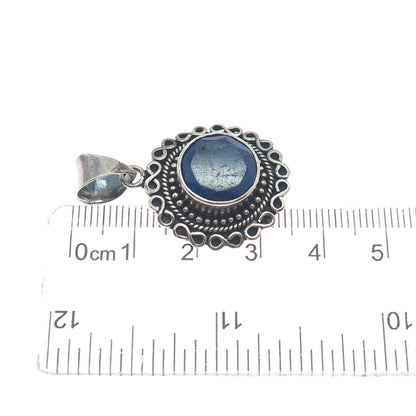 SAMUEL BENHAM BJC Sterling Silver Vintage Real Lapis Infinity Oxidized Pendant
