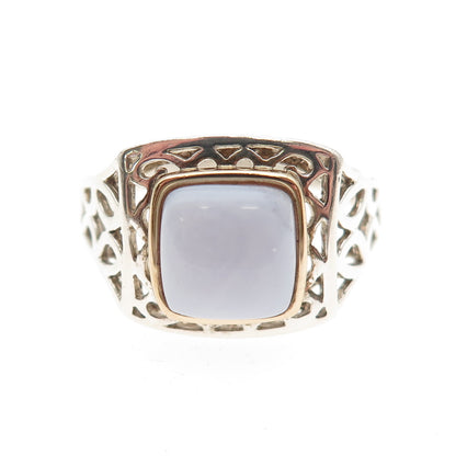 Michelle Albala 925 Sterling Silver 14K Gold Real Chalcedony Ring Size 10.25