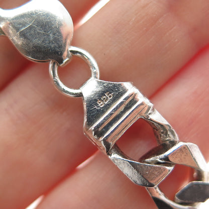 925 Sterling Silver Vintage Italy Square Curb Link Bracelet 8.25"