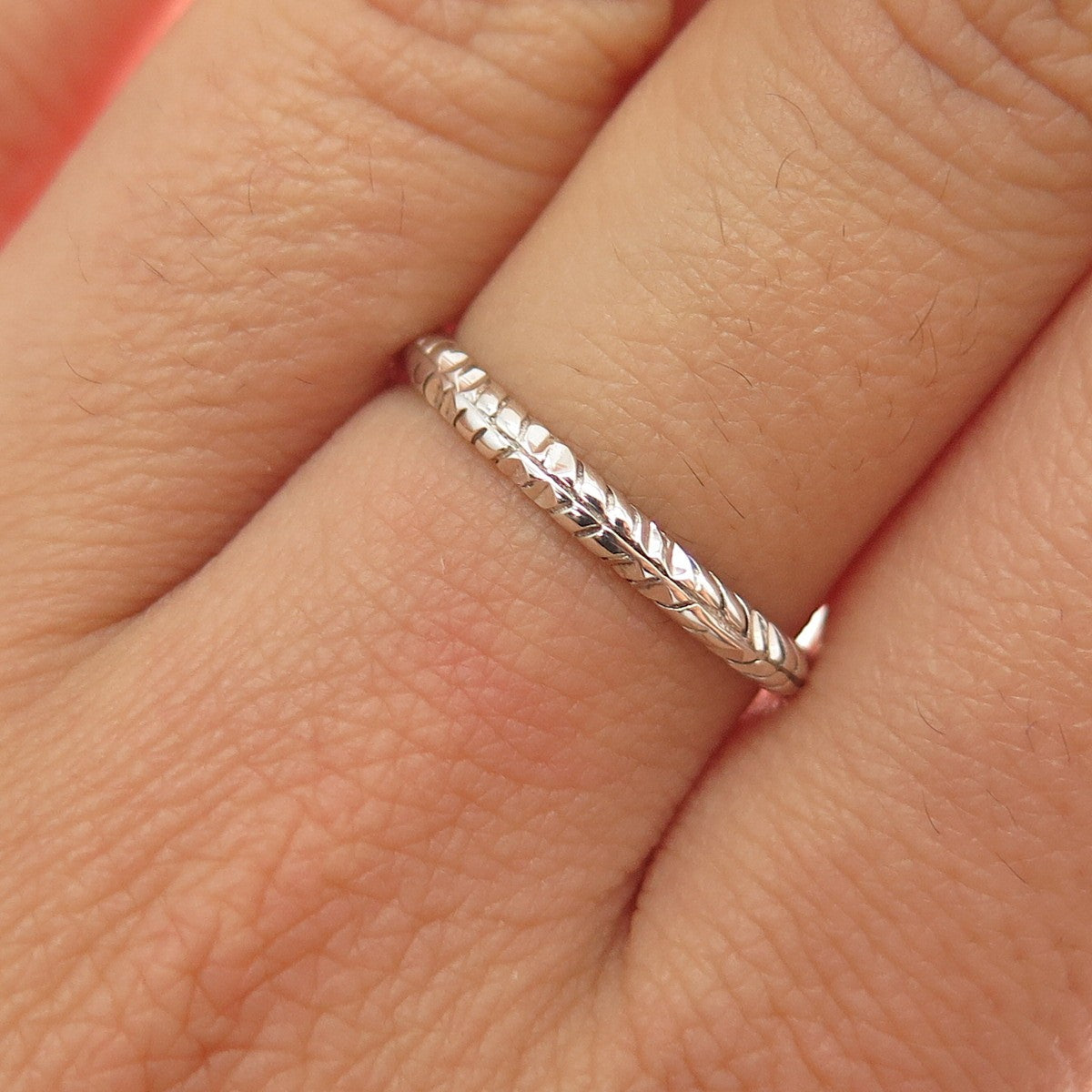 NEVADA 925 Sterling Silver Vintage Wheat Stackable Band Ring Size 7.25