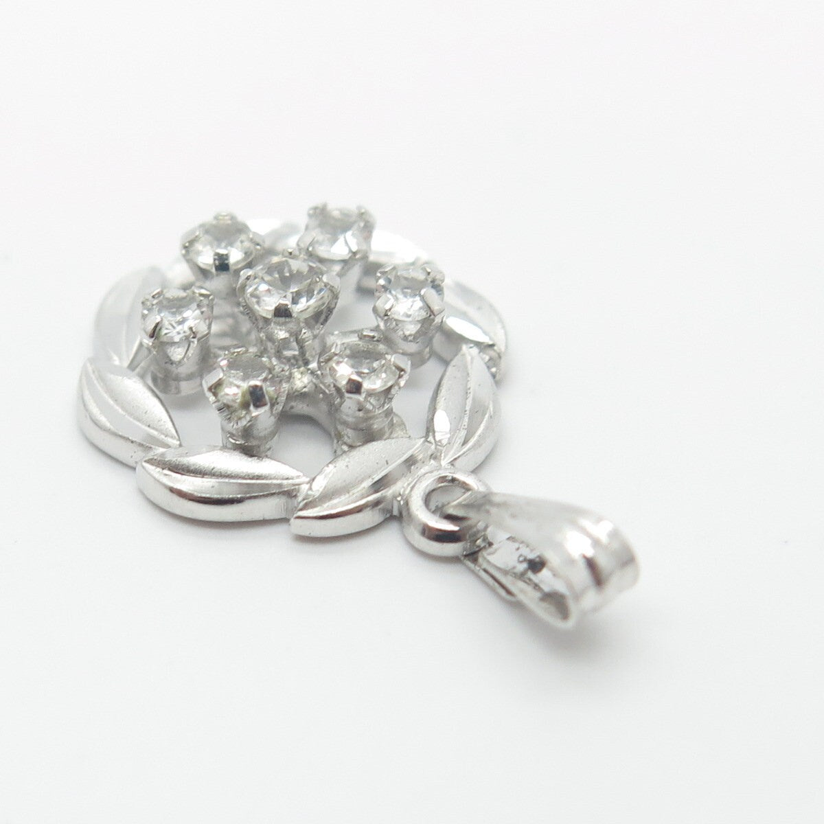 925 Sterling Silver Vintage C Z Pendant