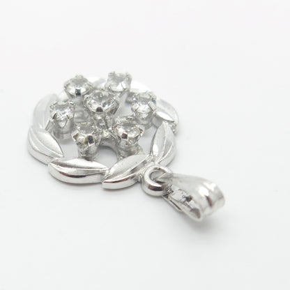 925 Sterling Silver Vintage C Z Pendant