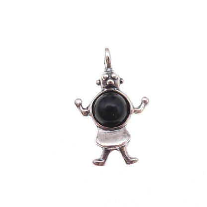 Carolyn Pollack Old Pawn 925 Sterling Vintage Black Onyx Koyemsi Kachina Pendant