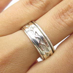 925 Sterling Silver Wavy Movable Band Ring Size 8.75