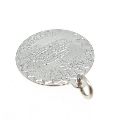 CREA 925 Sterling Silver Vintage Happy Birthday Round Charm Pendant