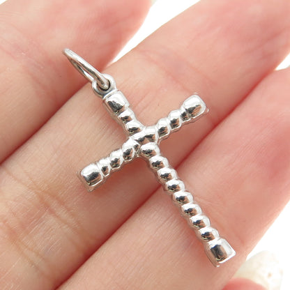 925 Sterling Silver Vintage Italy Twisted Cross Religious Pendant