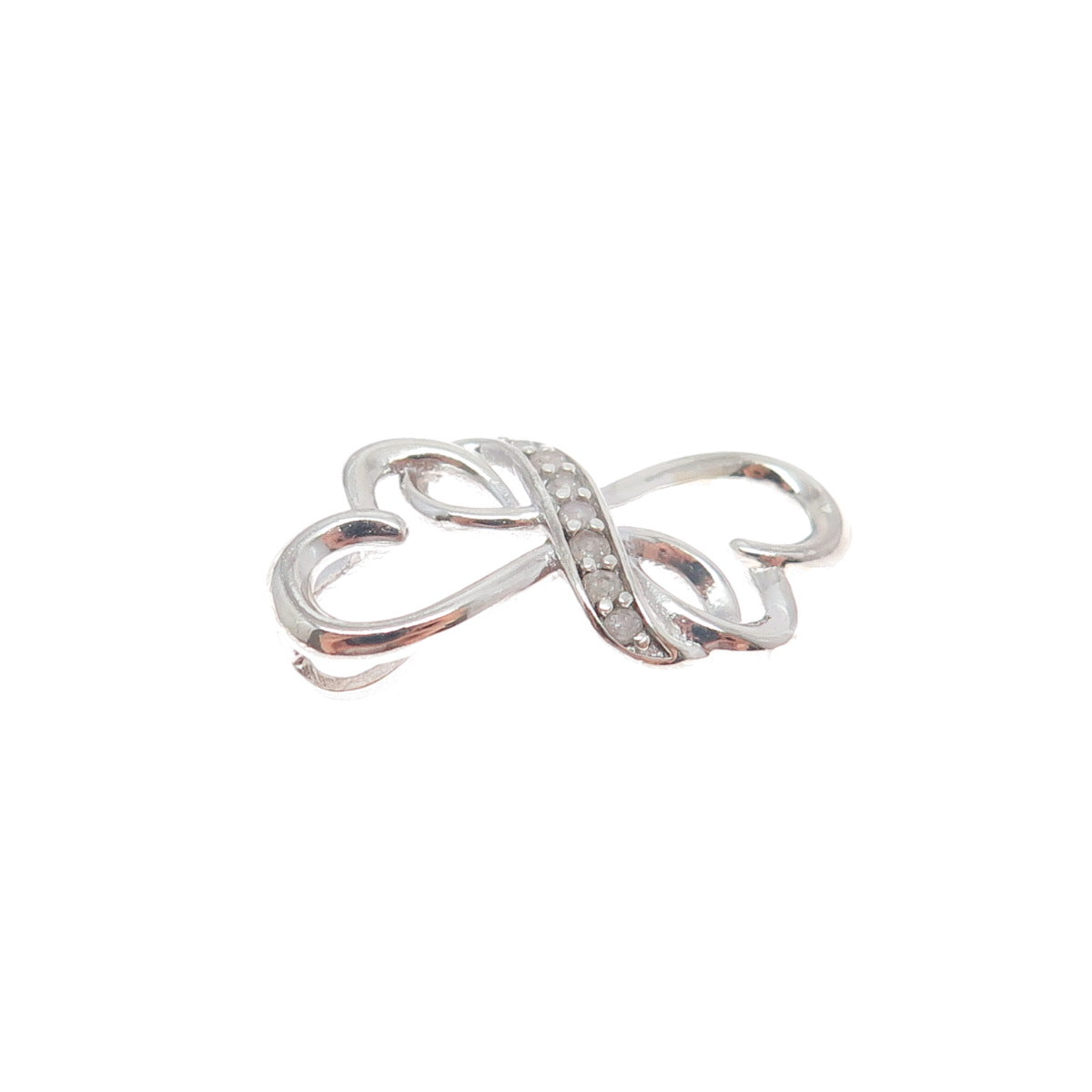 CHARLES WINSTON 925 Sterling Silver Real Diamond Heart Minimalist Slide Pendant