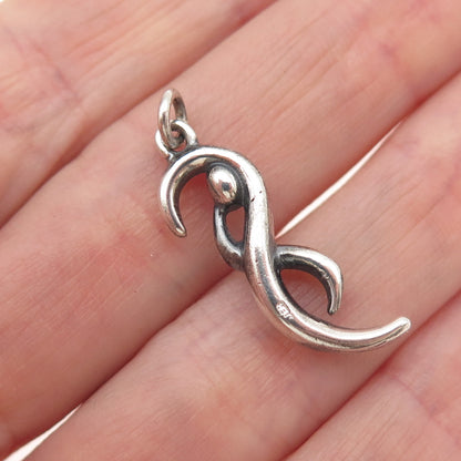 925 Sterling Silver Vintage Modernist Infinity Human Oxidized Charm Pendant