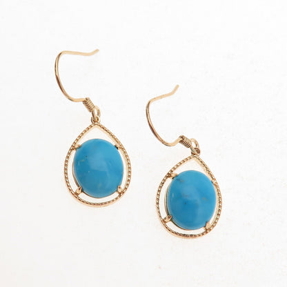 Tehya Oyama Sterling Silver Gold Plated Real Sleeping Beauty Turquoise Earrings