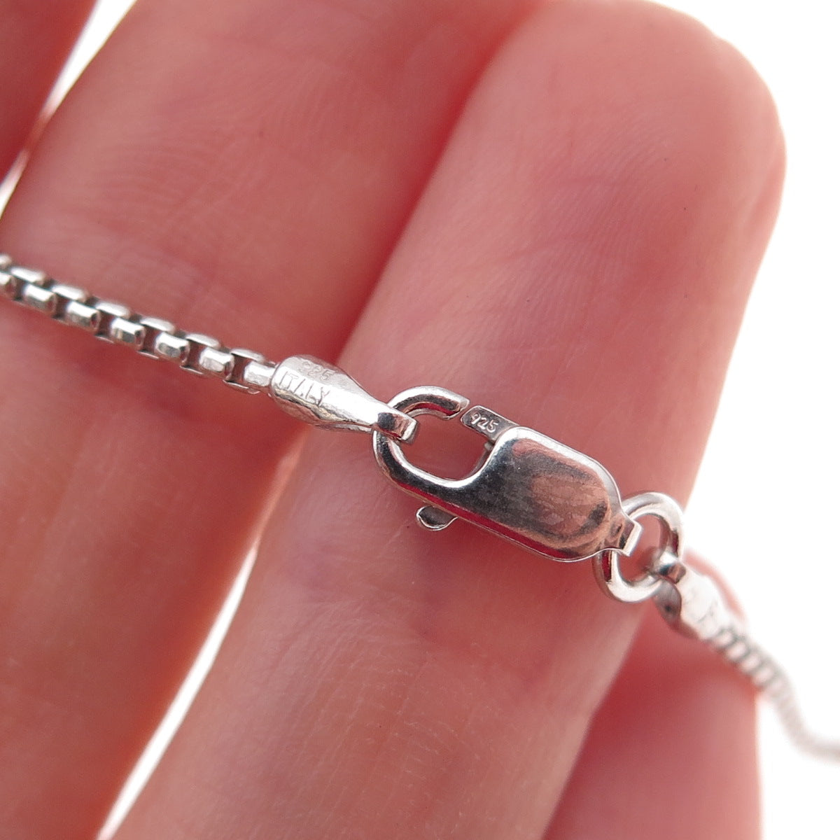 925 Sterling Silver Italy Round Box Chain Necklace 18"