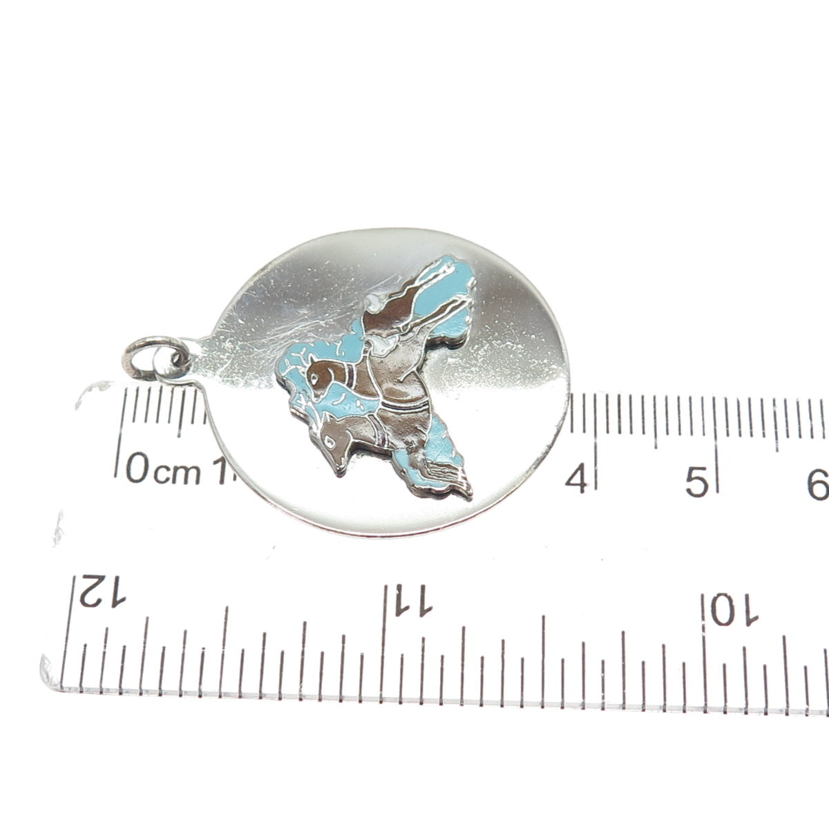 925 Sterling Silver Vintage Enamel Deer Couple Charm Pendant