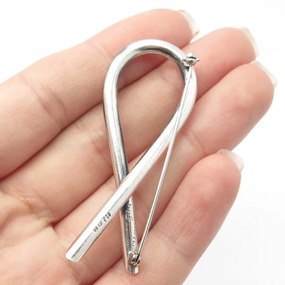 999 Silver Vintage Mexico Ribbon Pin Brooch