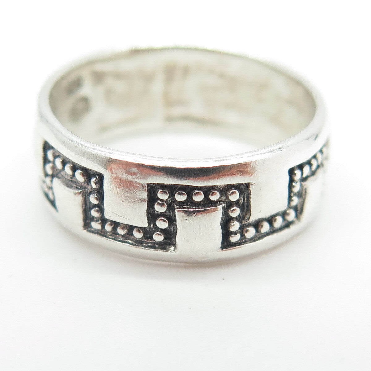 925 Sterling Silver Vintage Granulated Maze Band Ring Size 7.5