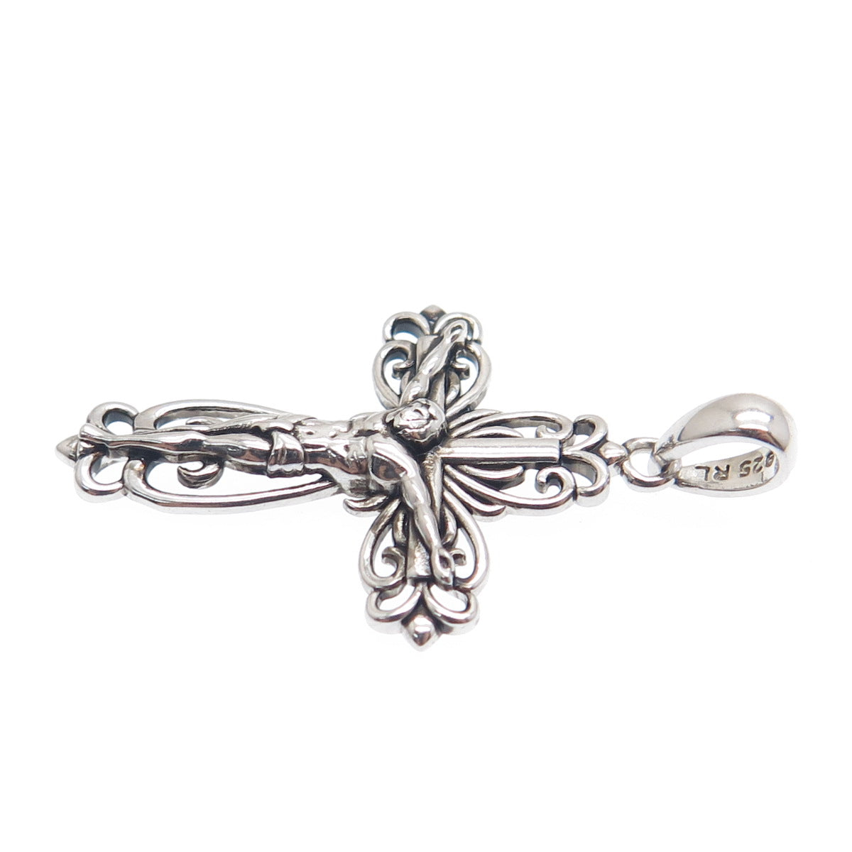 REGINA LANE 925 Sterling Silver Ornate Crucifix Cross Religious Pendant