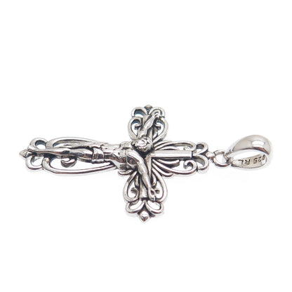 REGINA LANE 925 Sterling Silver Ornate Crucifix Cross Religious Pendant