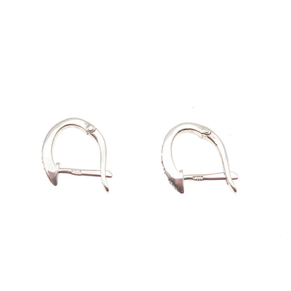925 Sterling Silver Real Round-Cut Diamond Hoop Earrings