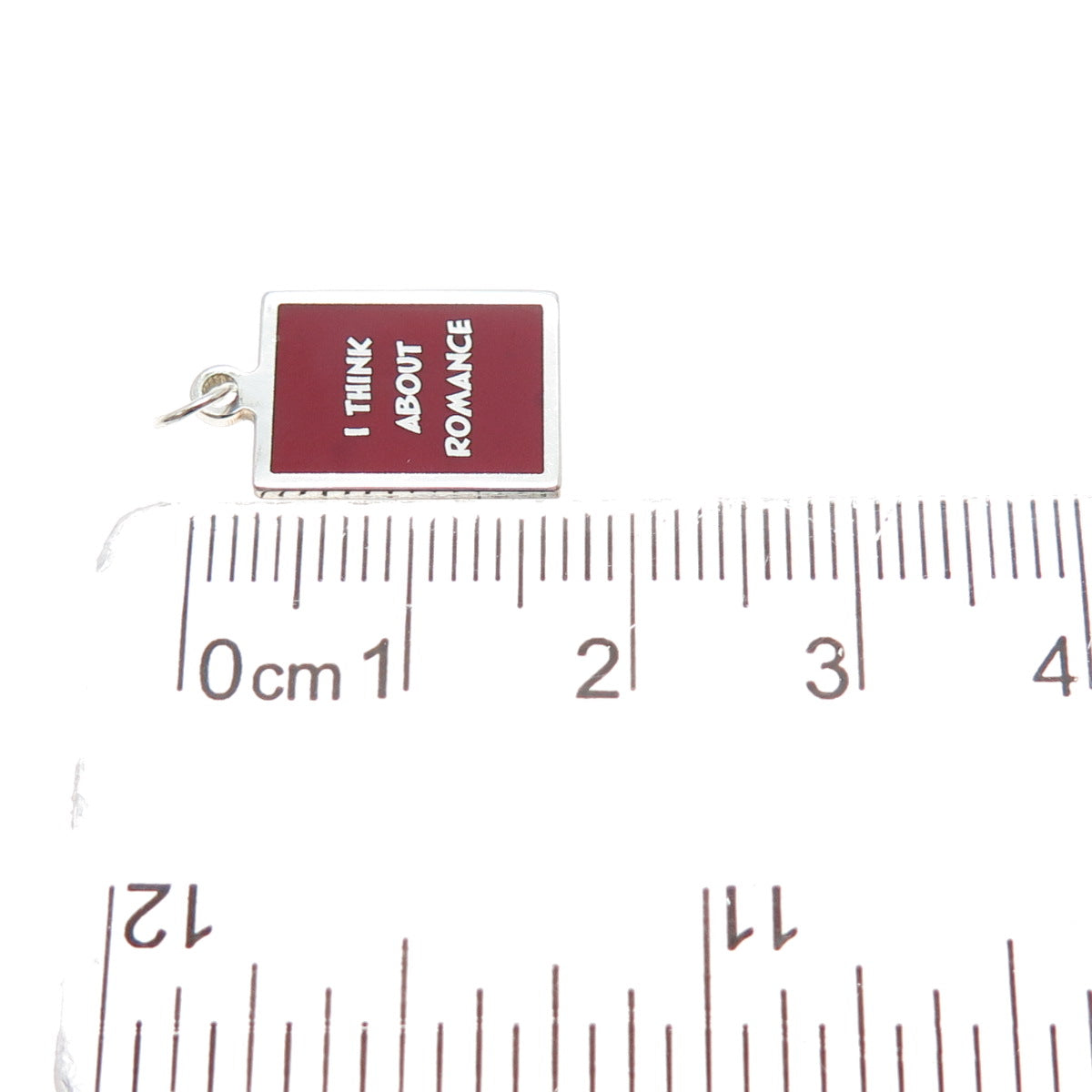 925 Sterling Silver Red Enamel I Think About Romance Minimalist Charm Pendant