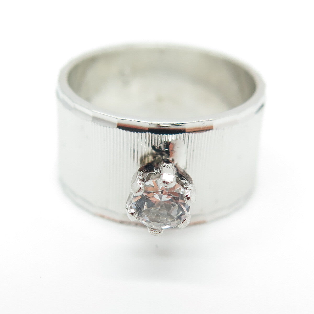 UNCAS 925 Sterling Silver Vintage Round-Cut C Z Ring Size 6