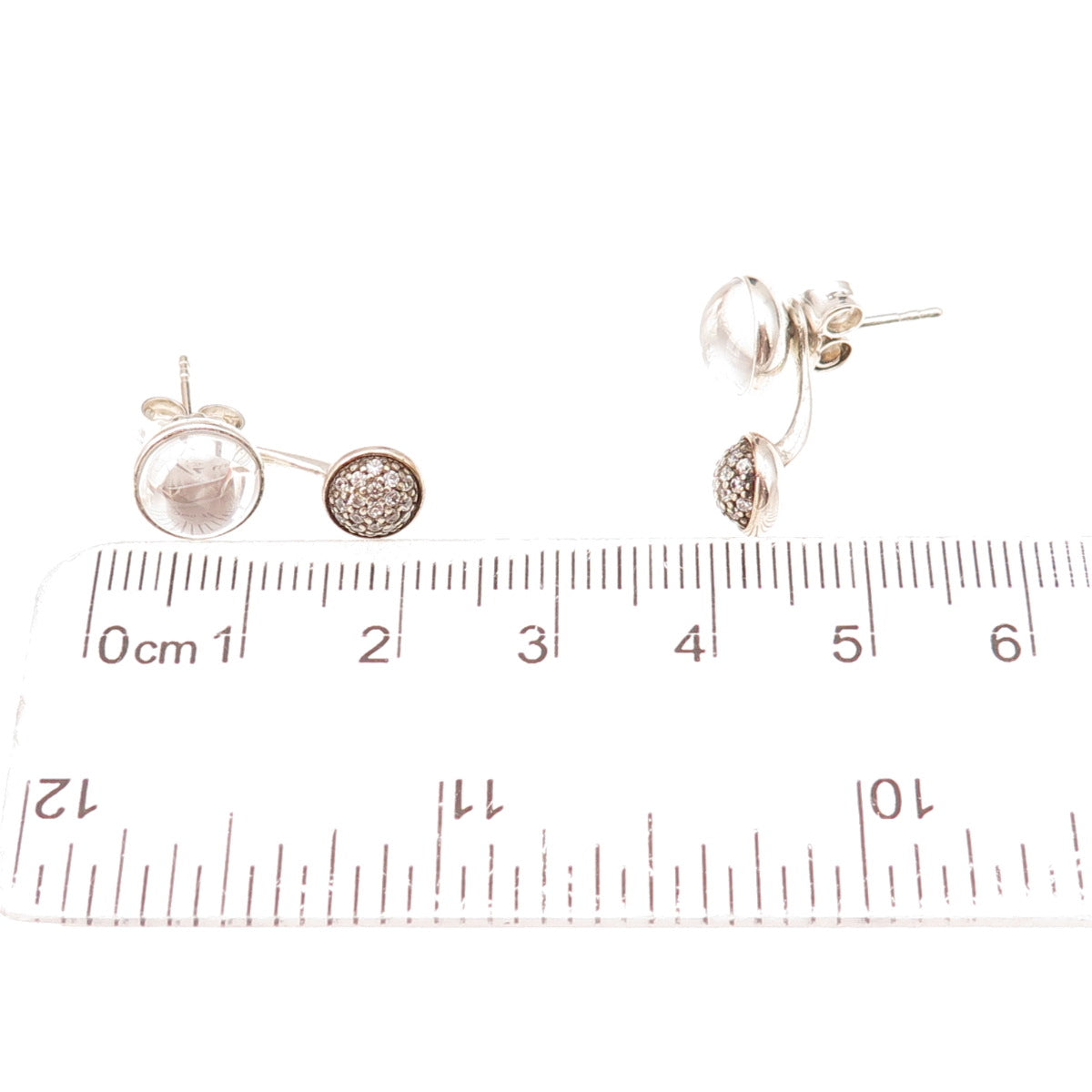 Pandora Sterling Crystal & C Z Dazzling Poetic Droplets Interchangeable Earrings