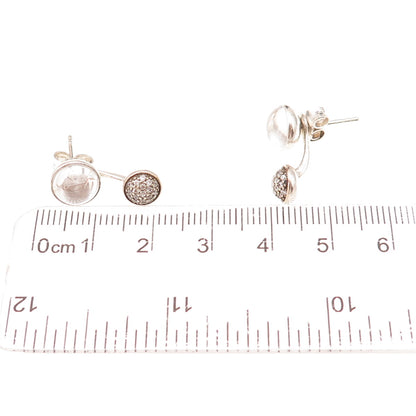 Pandora Sterling Crystal & C Z Dazzling Poetic Droplets Interchangeable Earrings