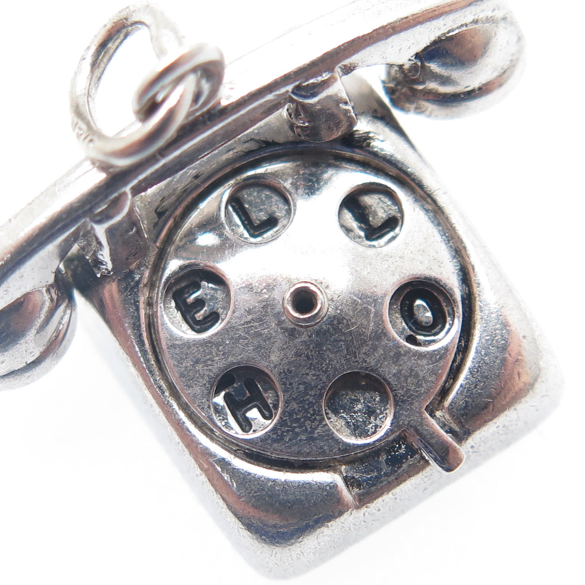 925 Sterling Silver Antique Hello Rotary Dial Retro Phone Minimalist 3D Pendant