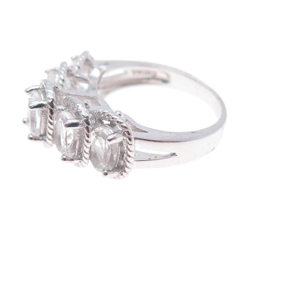 925 Sterling Silver Oval-Cut C Z Ring Size 5.25