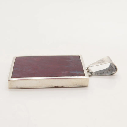 925 Sterling Silver Vintage Mexico Carsi Real Agate Gemstone Pendant
